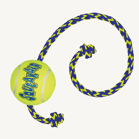 KONG Air Squeaker Ball With Rope Dog Toy