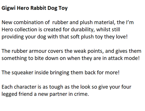 Gigwi Hero Rabbit Dog Toy
