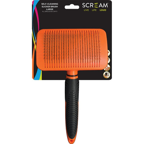 Scream Self-Cleaning Slicker Dog Brush Cat Brush Puppy Brush Kitten Brush