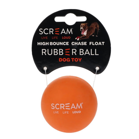 Scream RUBBER Tough BALL DOG TOY Puppy Toy Blue and Orange colours - Medium 6 cm