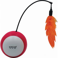 Scream ROLL-O TUMBLING BALL CAT TOY Kitten Toy Loud Pink and Orange 21 cm