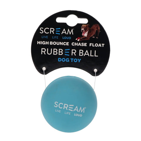 Scream RUBBER Tough BALL DOG TOY Puppy Toy Blue and Orange colours - Medium 6 cm