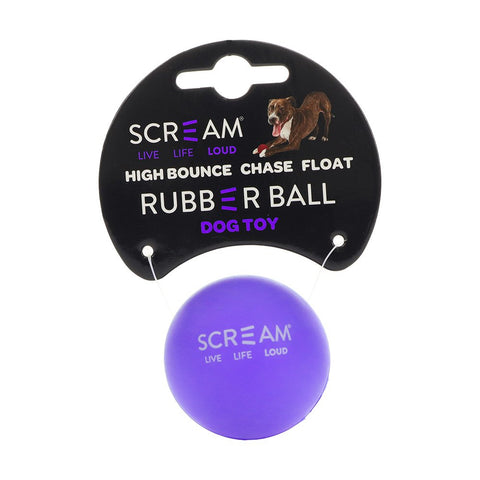Scream RUBBER BALL DOG TOY Puppy Toy Cat Toy Kitten Toy Loud Purple Loud Orange - Small 5 cm