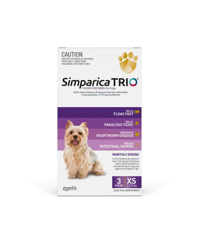 SIMPARICA TRIO Dog Puppies Flea Heartworm Ticks Parasite Worms Treatment 20.1-40KG GREEN 3 PACK