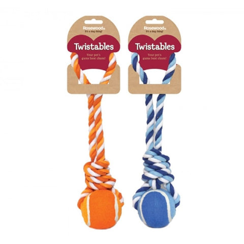 Tennis Ball 3" Tug Assorted Rope Dog Cat Toy