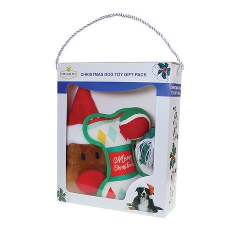 Prestige CHRISTMAS Xmas DOG TOY Puppy Toy Ball GIFT PACK - 4pc