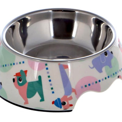 Pet Bowl  Dog Prints Mellamine Large