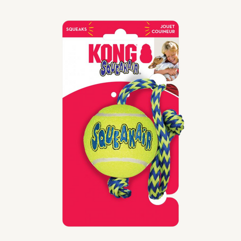 KONG Air Squeaker Ball With Rope Dog Toy