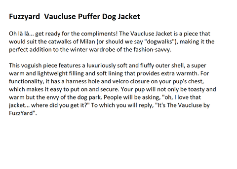 Fuzzyard  Vaucluse Puffer Dog Jacket